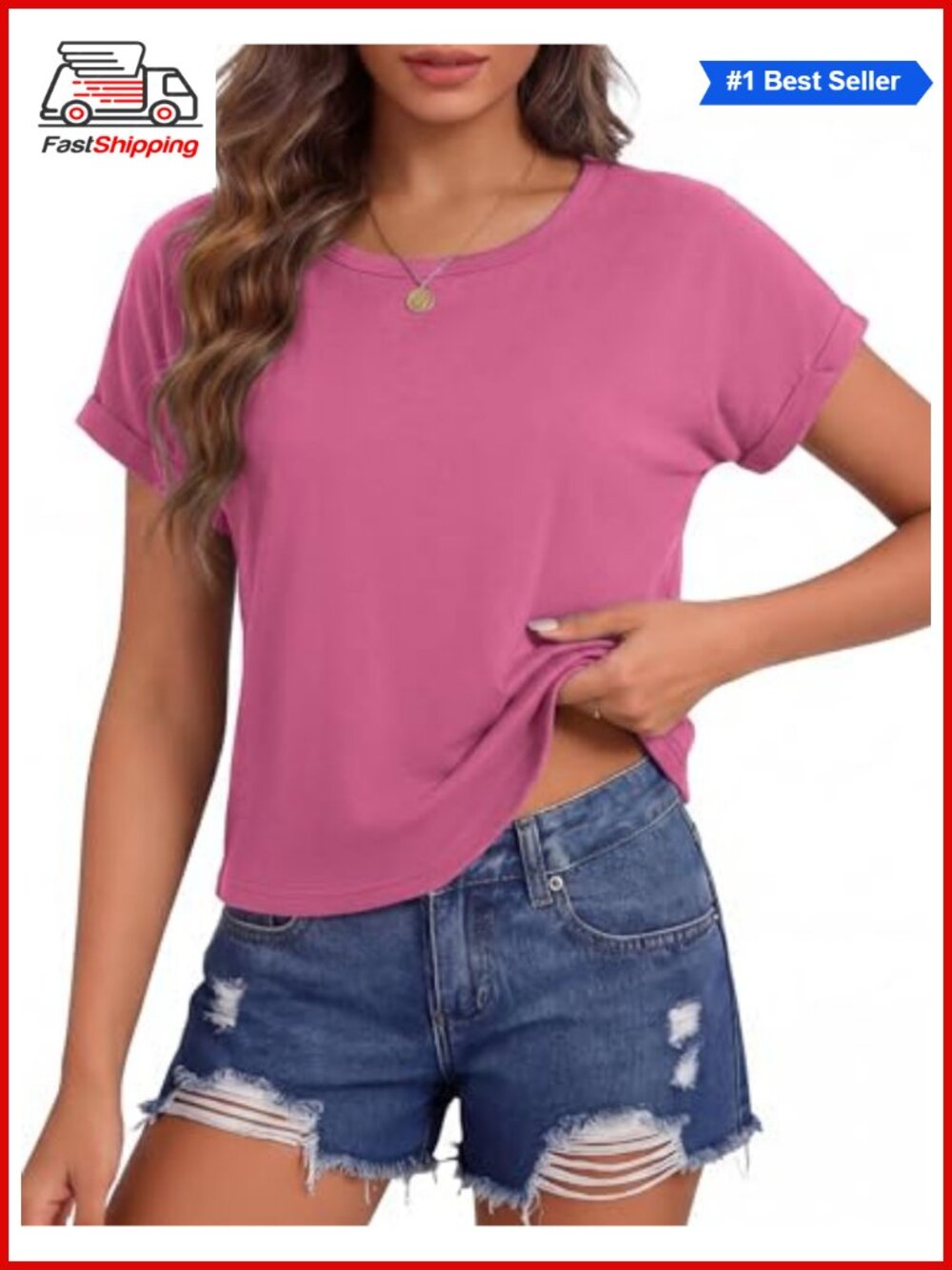 ✨ Short Sleeve Crewneck Boxy Crop Top Tee